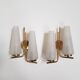 Pair of double appliques in shortbread glass and vintage brass 1960