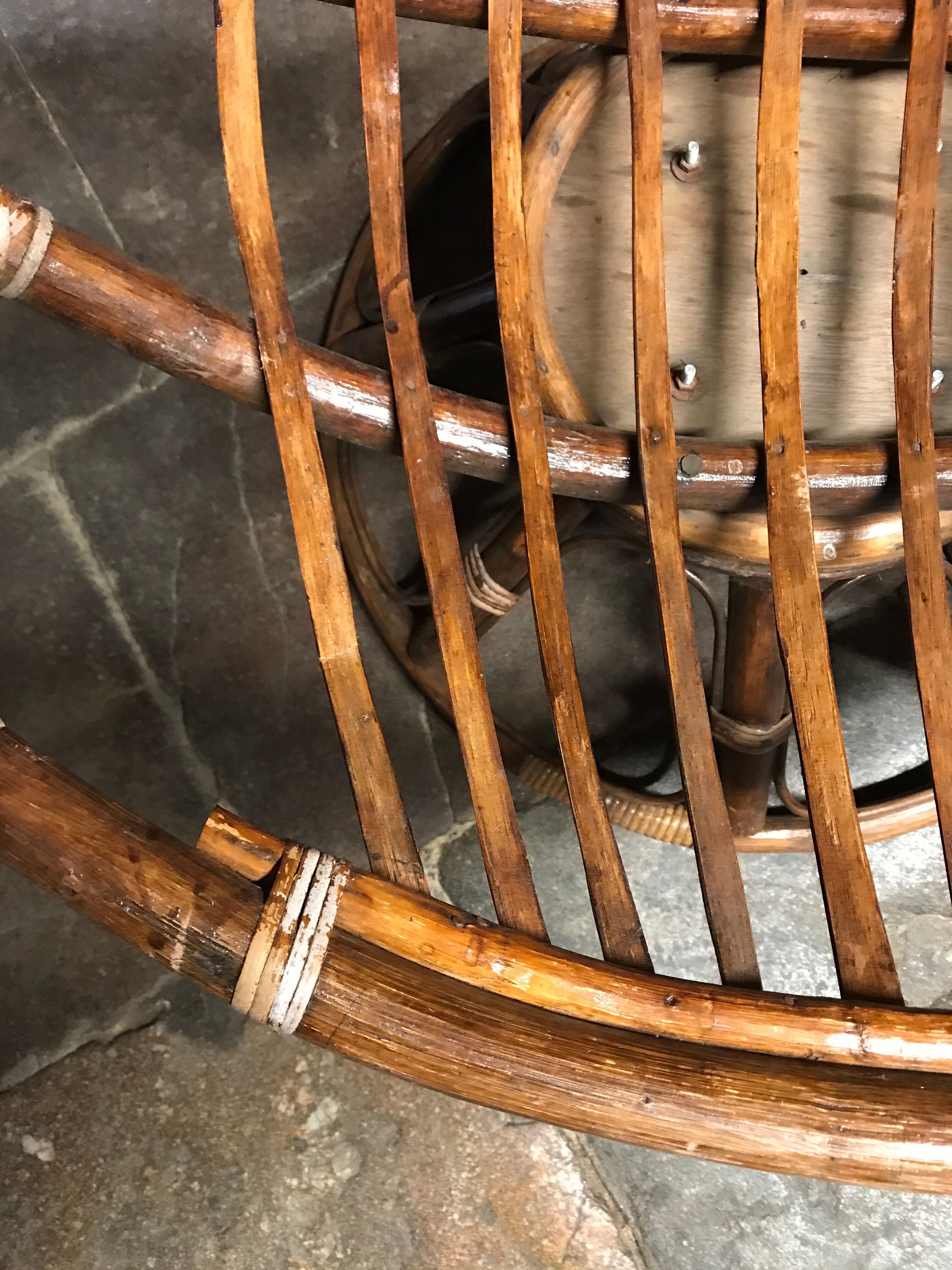 Swivel rattan armchair