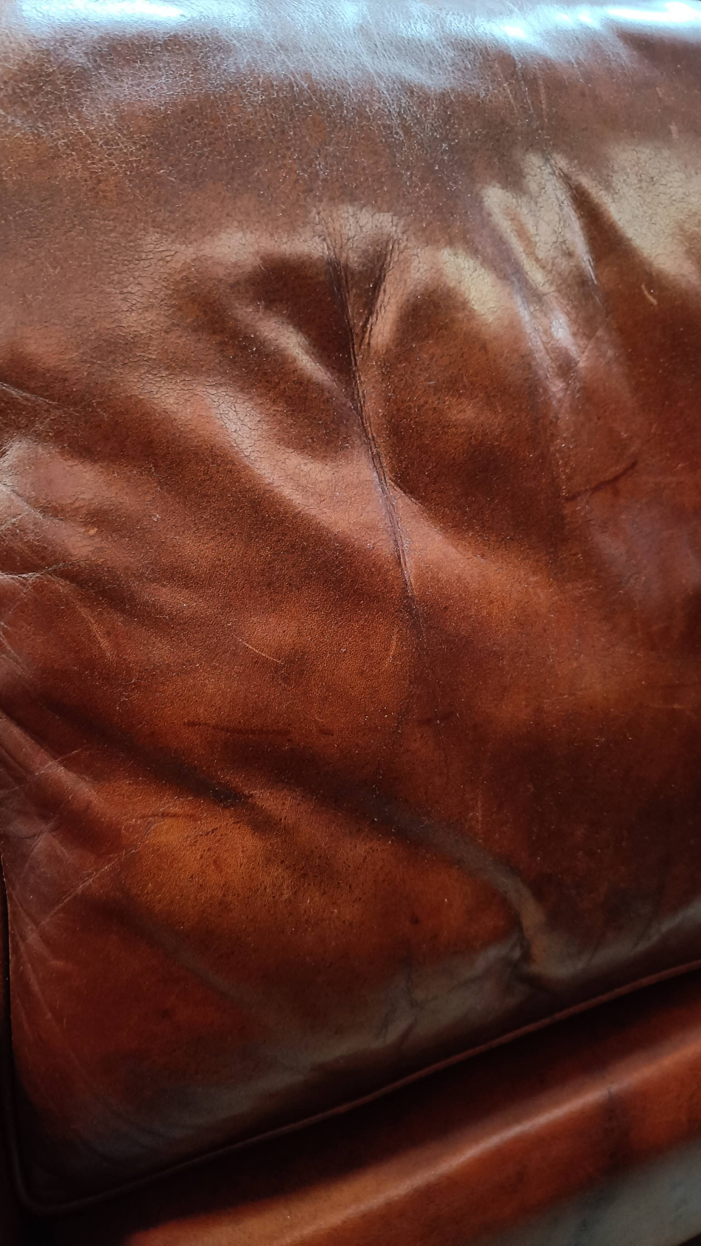 Armchair Made from Cognac-Colored Cowhide Leather