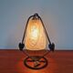 Art Deco night light in wrought iron and satin glass signed Degué