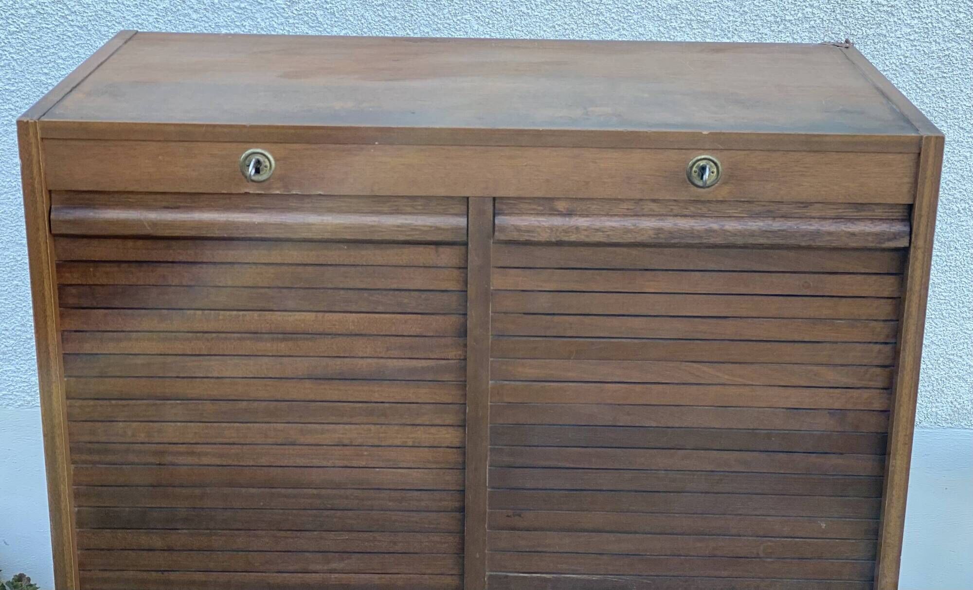 Meuble classeur à rideaux 2 portes vintage 1980
