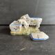 Antique earthenware pig box, salt cellar or mustard pot, floral decoration.