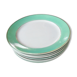 Set of flat plates mint green edge