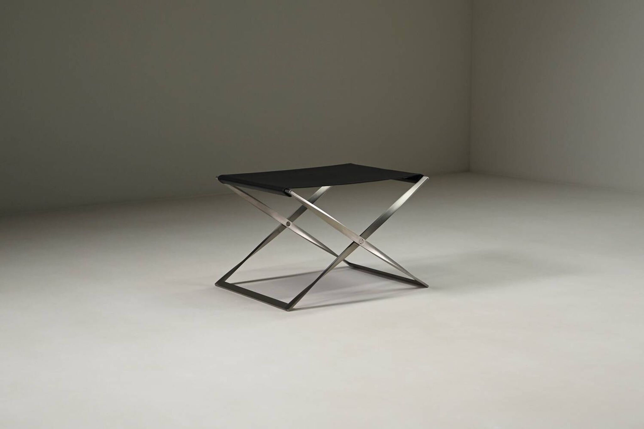 Folding stool PK91 by Poul Kjærholm for Fritz Hansen, 1960s Denmark.