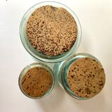 Glass jars with cork stopper