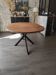 Oval table, solid oak, metal base.