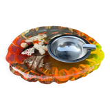 Resin ashtray or altuglas - shell shape, shell inclusion, fish, coral ect