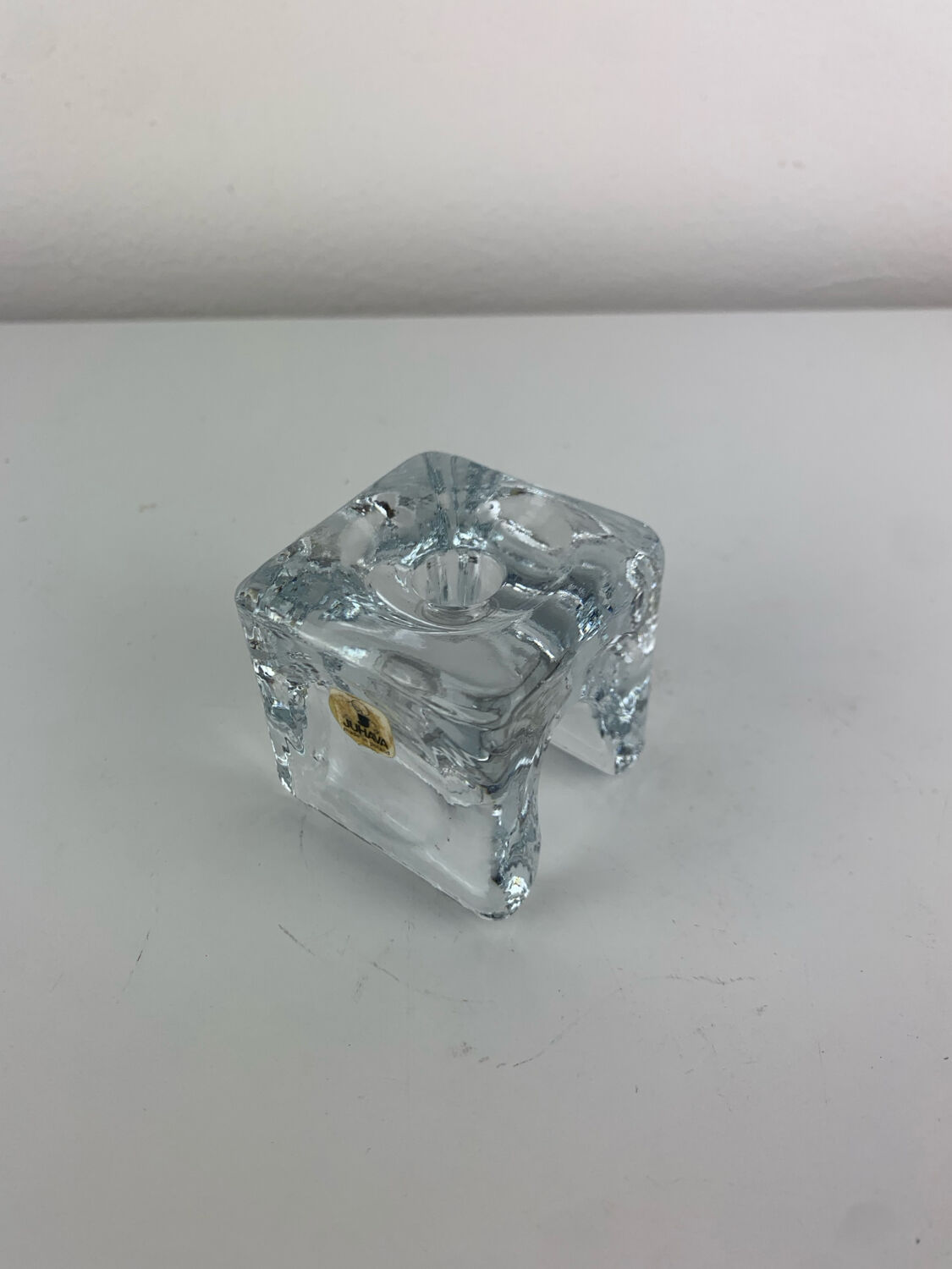 Juhava "ice cube" glass candlestick, vintage