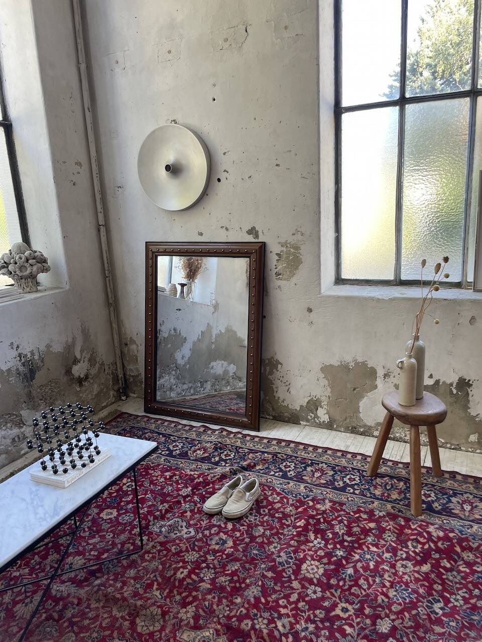 1900 wooden mirror with nails