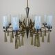 Large mid-century Italian sculptural chandelier in brass and glass, Italy, 1950s