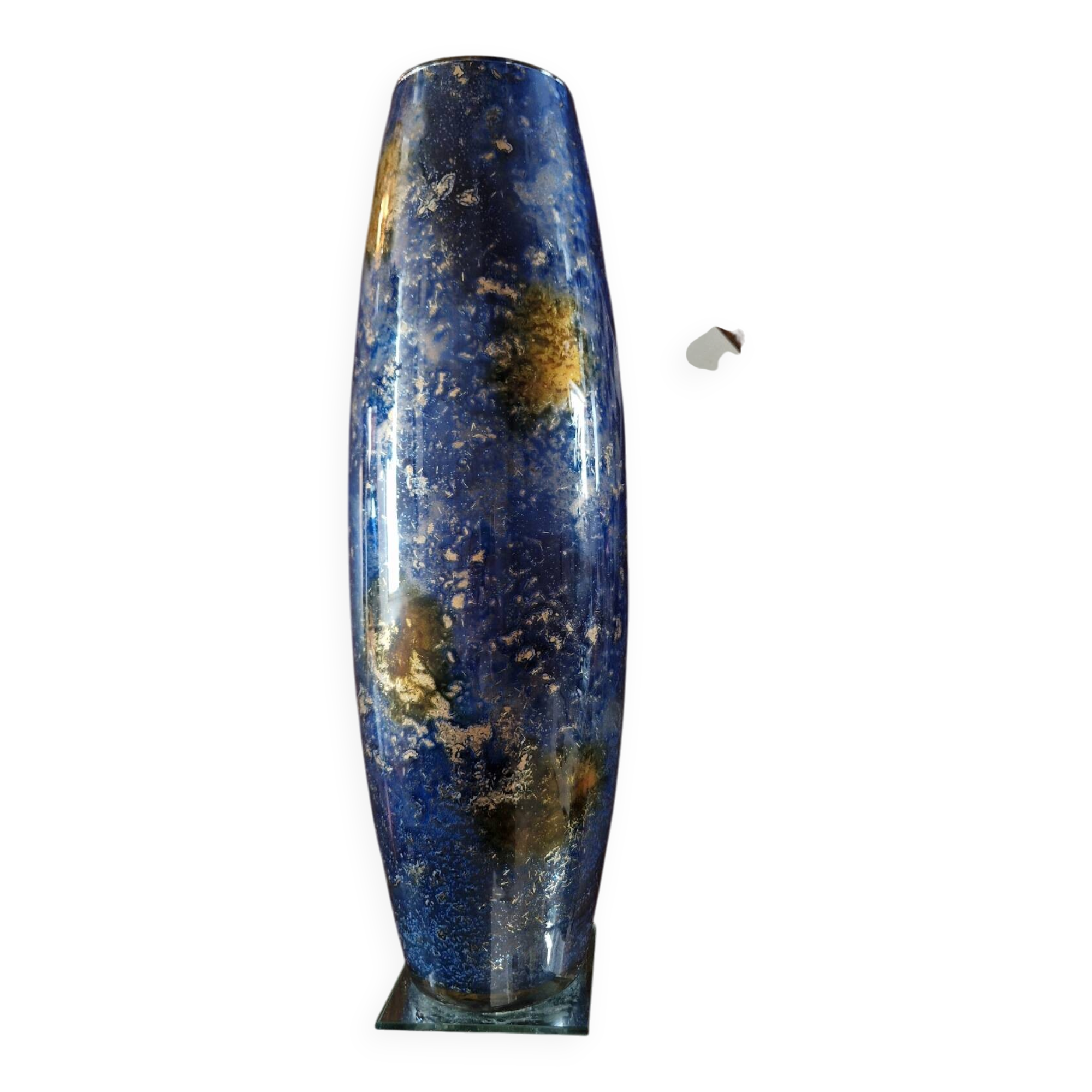Large eglomisé glass vase "Laque Line" – Unique piece 40 cm