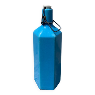 Glazed stoneware bottle signed turquoise blue