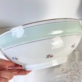 Saladier porcelaine vintage fleuri blanche verte SALINS 66 de 1950s