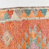 Orange & Green Turkish Vintage Runner Rug, 86x319Cm