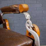 Art Deco Oak and Leather Barber Chair
