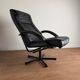 Danish swivel armchair in black leather – 1970s/80s - Skipper Furniture