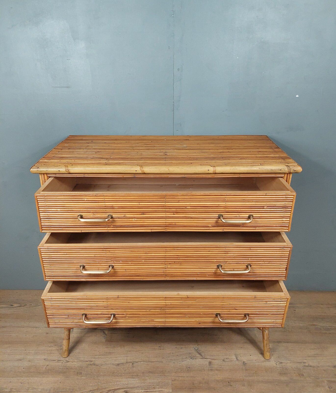 Commode vintage en bambou et rotin