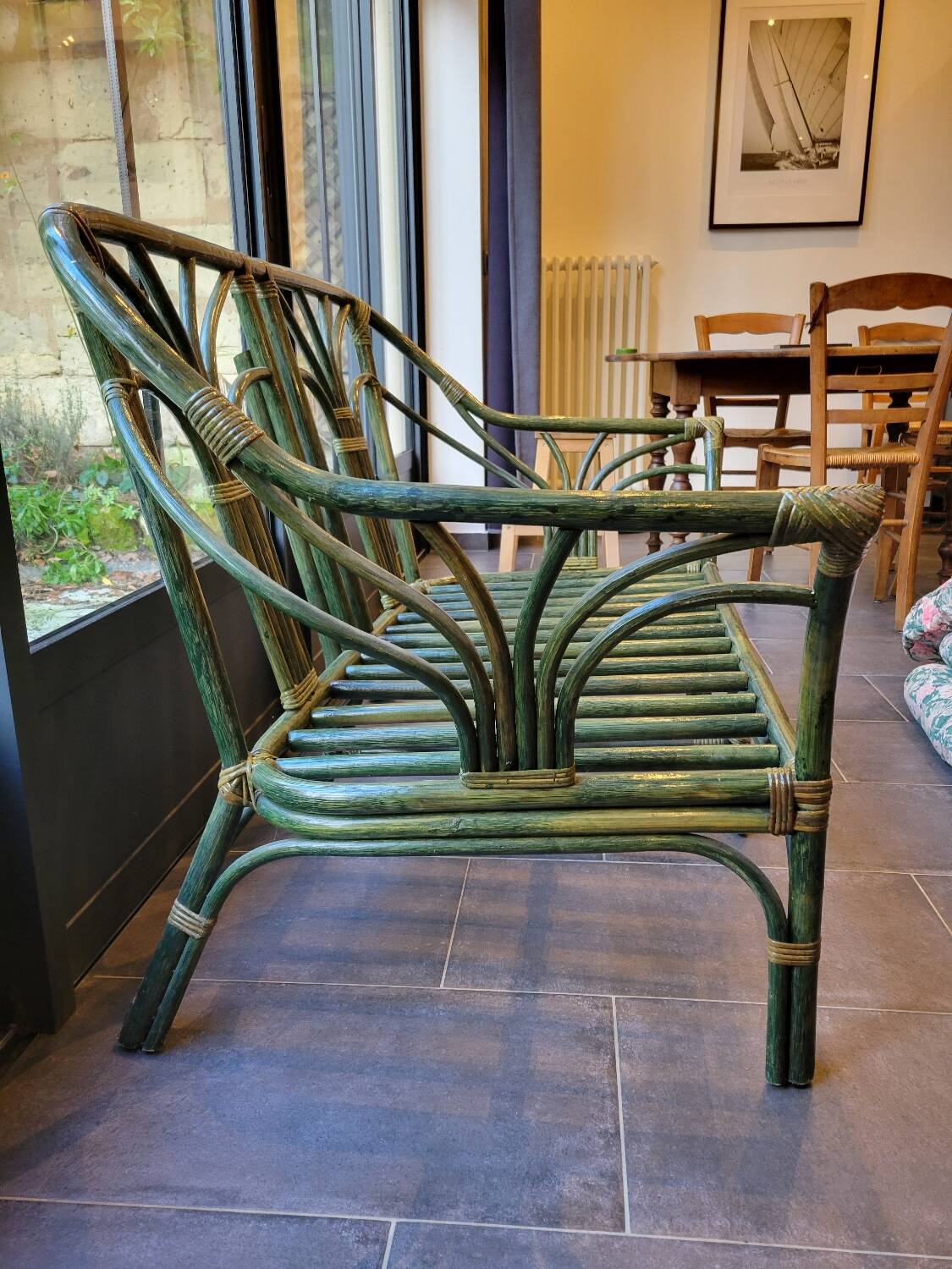 Rattan bench canapé