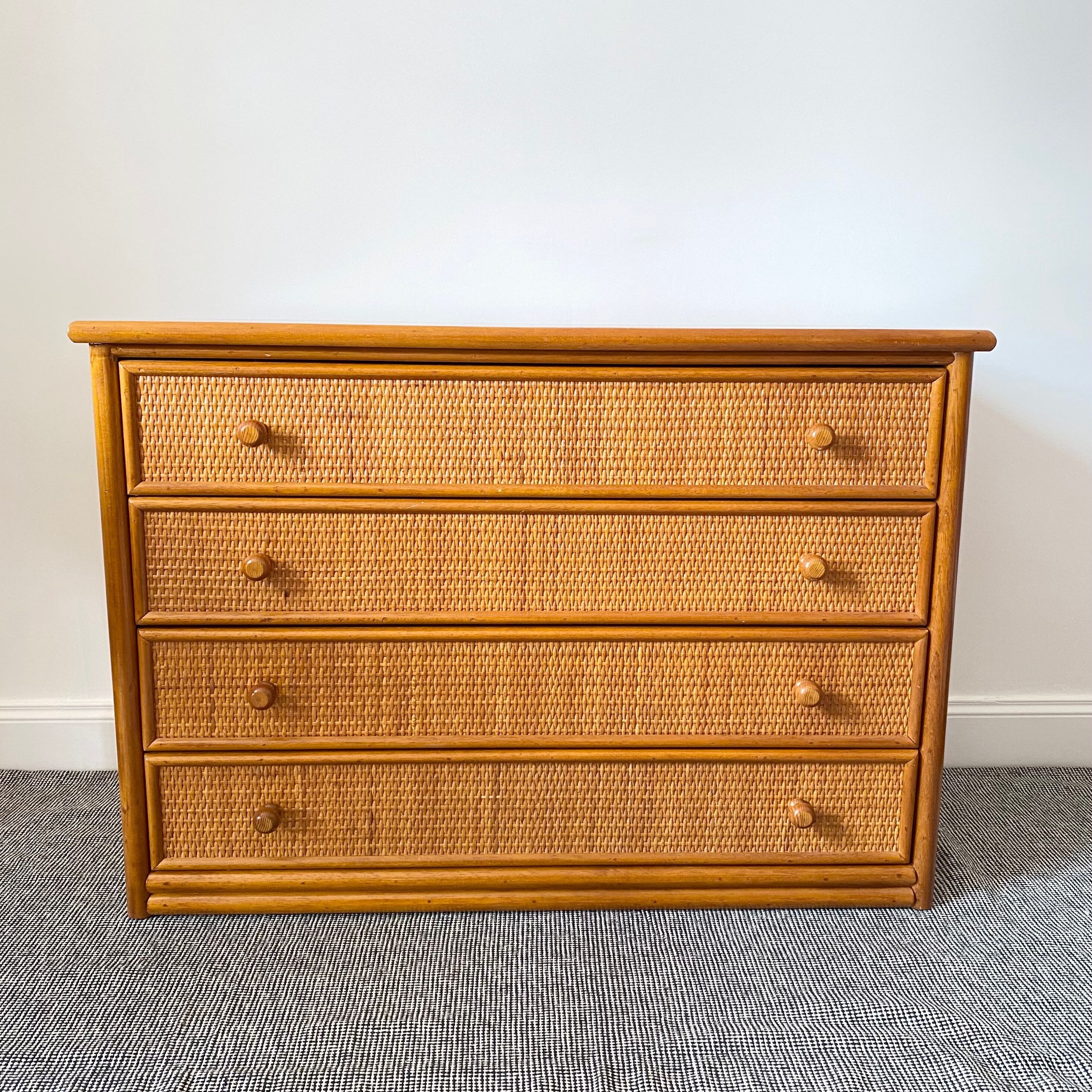 Vintage rattan chest of drawers