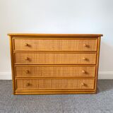 Vintage rattan chest of drawers