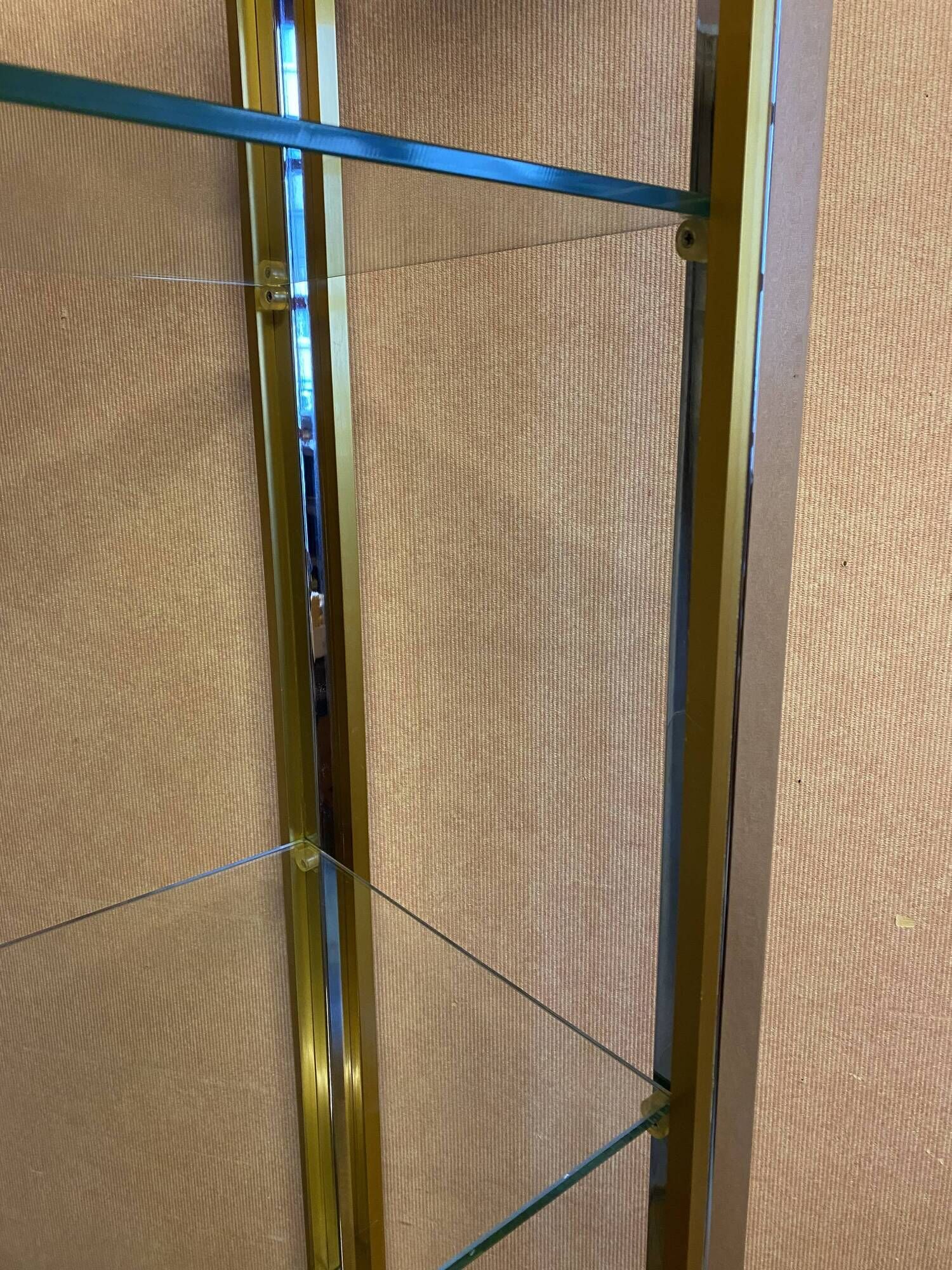 Silver and gold metal shelf, from the 80s.