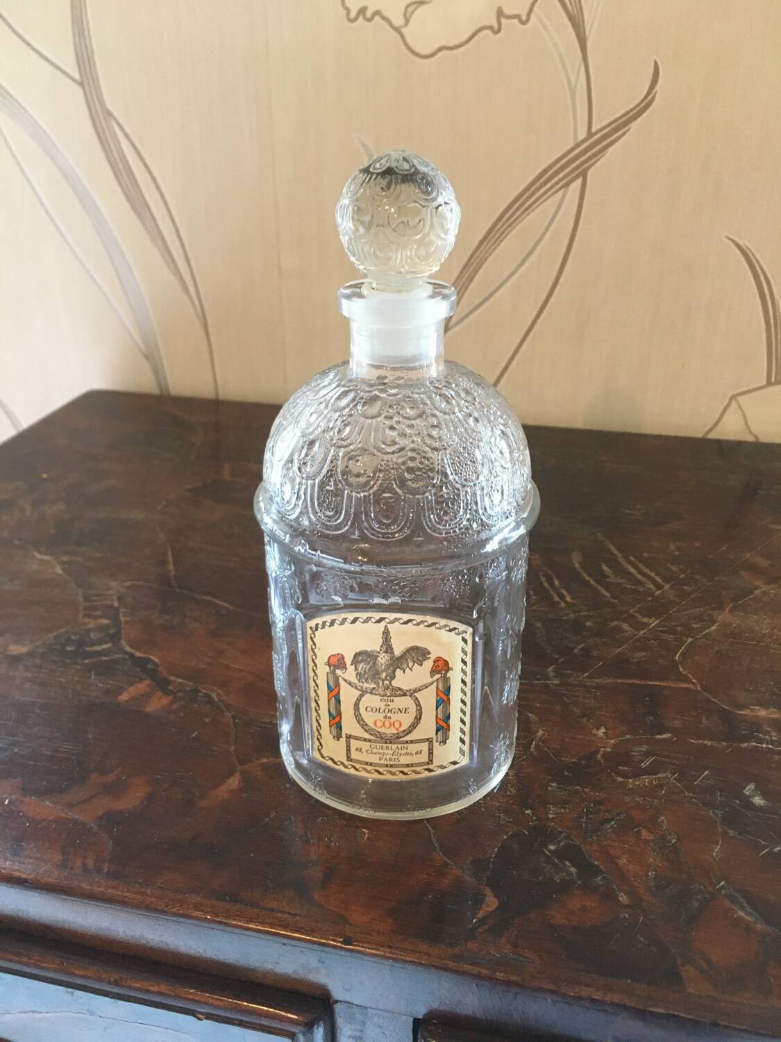 Old Guerlain perfume bottle engraved glass bees