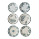 Set of 6 mismatched antique dinner plates