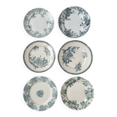 Set of 6 mismatched antique dinner plates