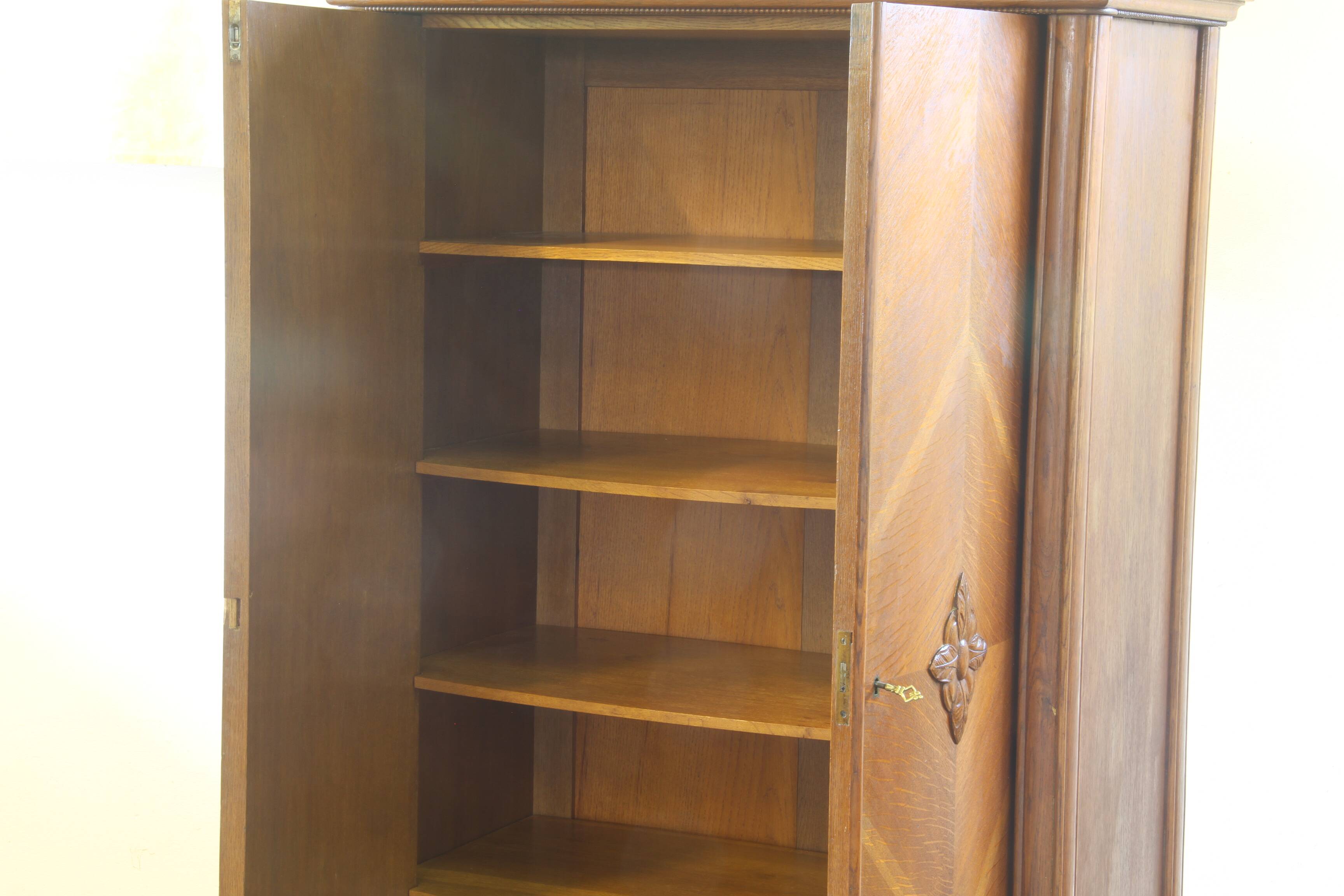 Vintage Danish Oak Closet Linen Wardrobe 1940s Cabinet