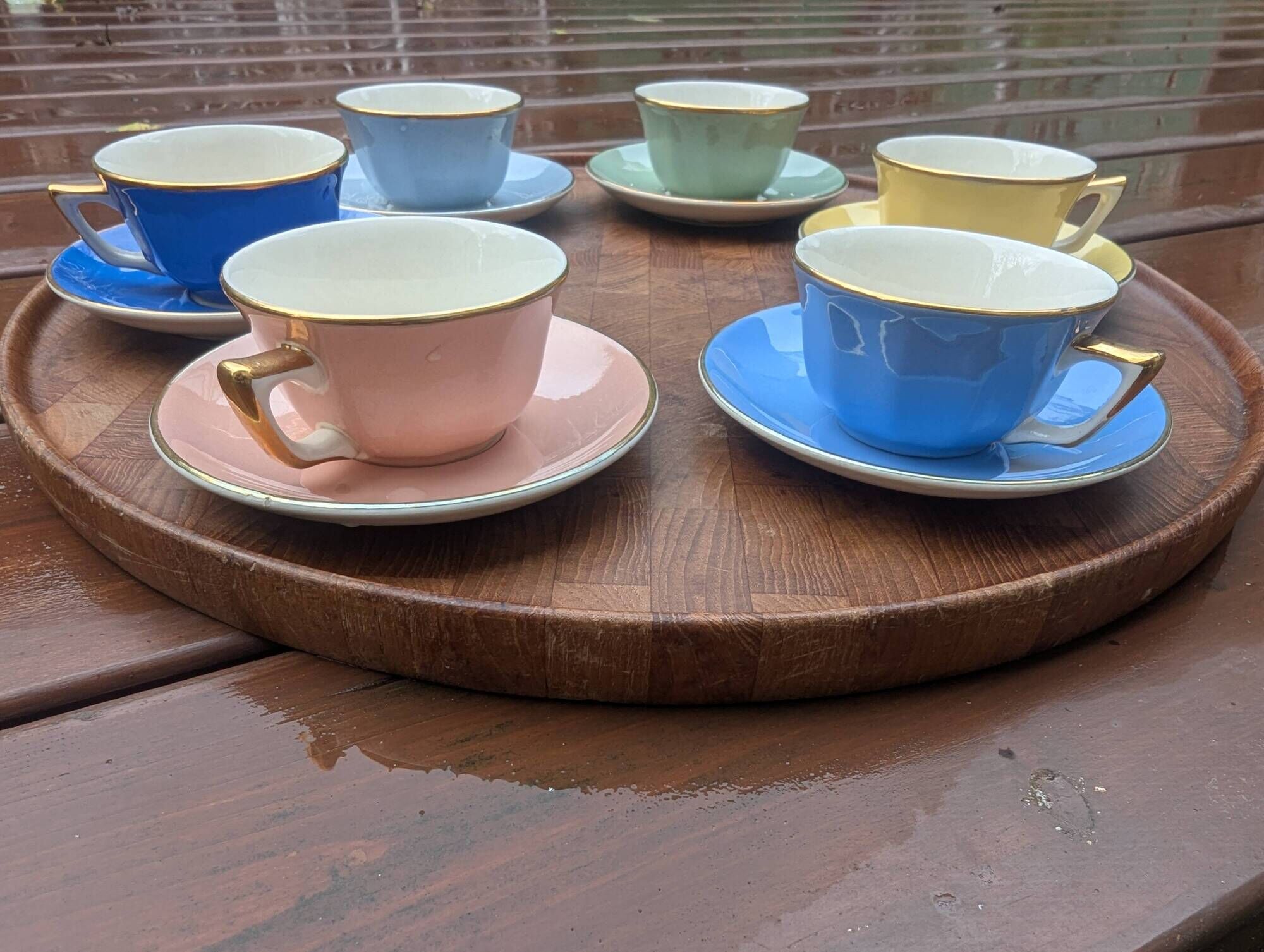 Villeroy & Boch Pastel 1960 Service – 6 Cups & Saucers – Vintage