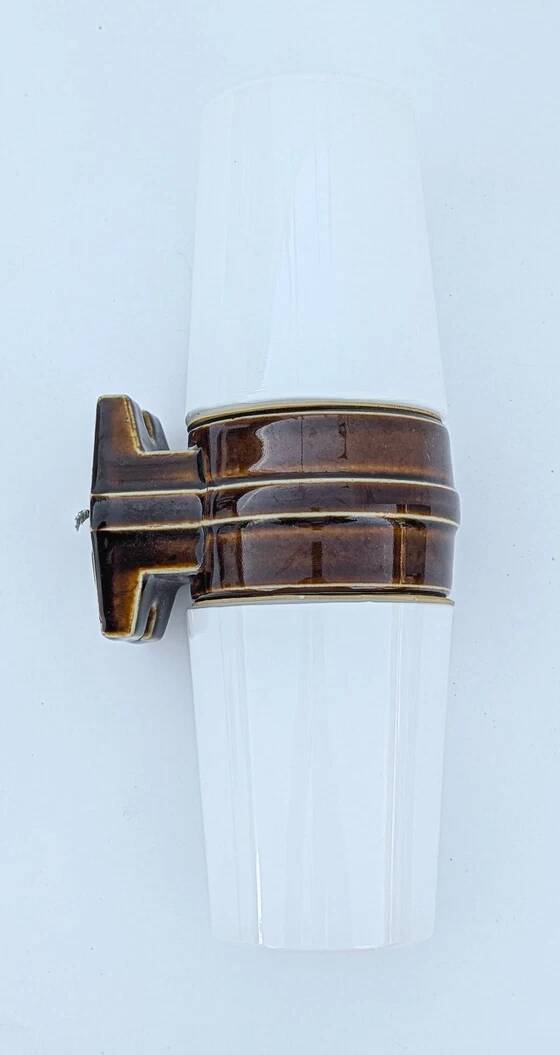 Double wall lamp in brown porcelain Model 6065 by Sigvard Bernadotte for Ifö – 1960s