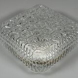 1960s 1970s Ceiling Lamp Flush Mount in Glass & Metal Space Age Design