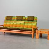 Rainbow Color Yngve Ekstrom Pinewood 3-Seat Dymling Sofa for Swedese 1970s