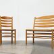Scandinavian bench and chair set made of paper cord and oak from TS.