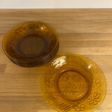 Vereco hollow plates with flowers, amber color