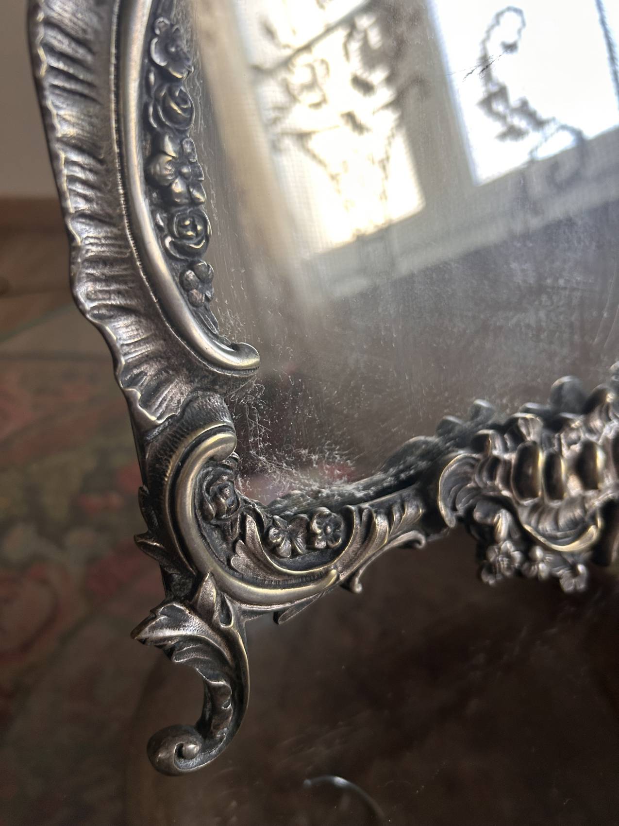 Large silvered bronze table mirror – 19th century – Louis XVI style
