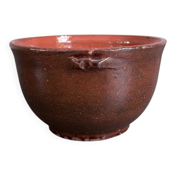 Brown stoneware planter
