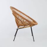 Fauteuil Corolle en rotin - 1960