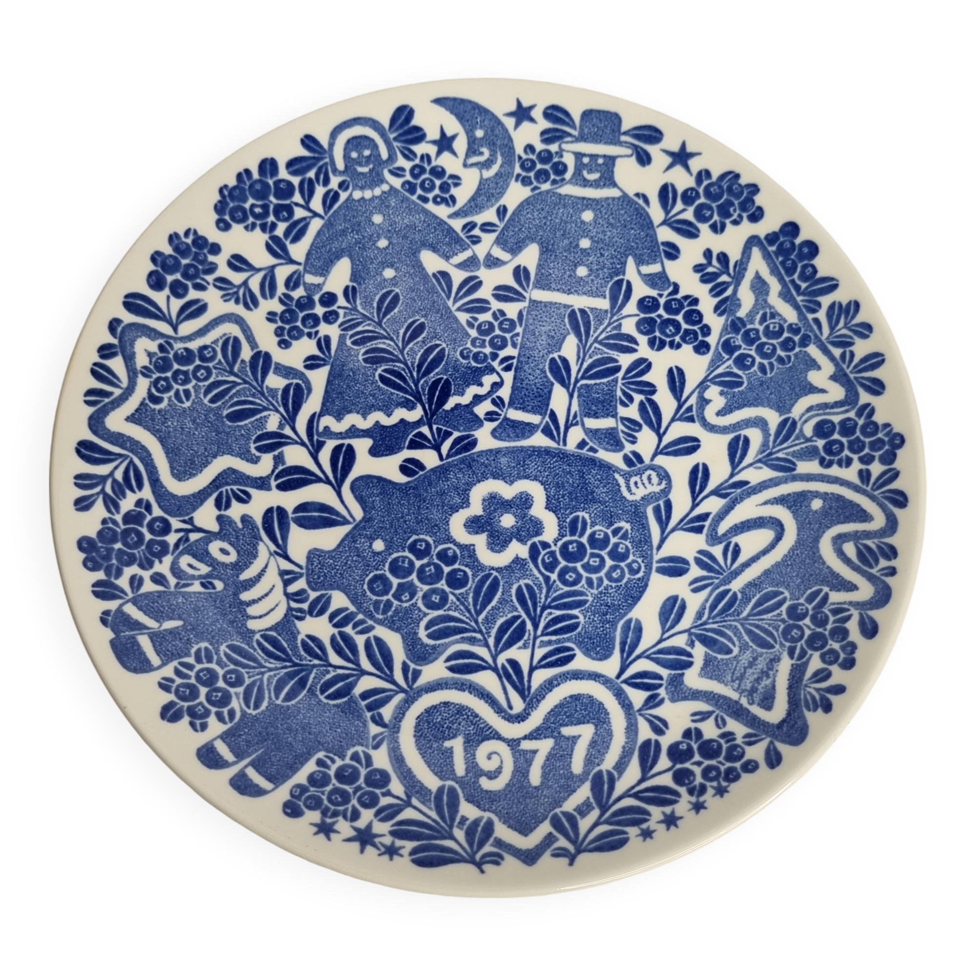Gustavsberg Christmas plate "Jultallrik 7" 1977, design by Sven Jonson, limited edition, 20 cm