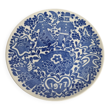 Assiette de Noël Gustavsberg "Jultallrik 7" 1977, design par Sven Jonson, édition limitée, 20 cm
