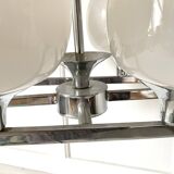 Space Age chandelier, Italian design, chrome and glass