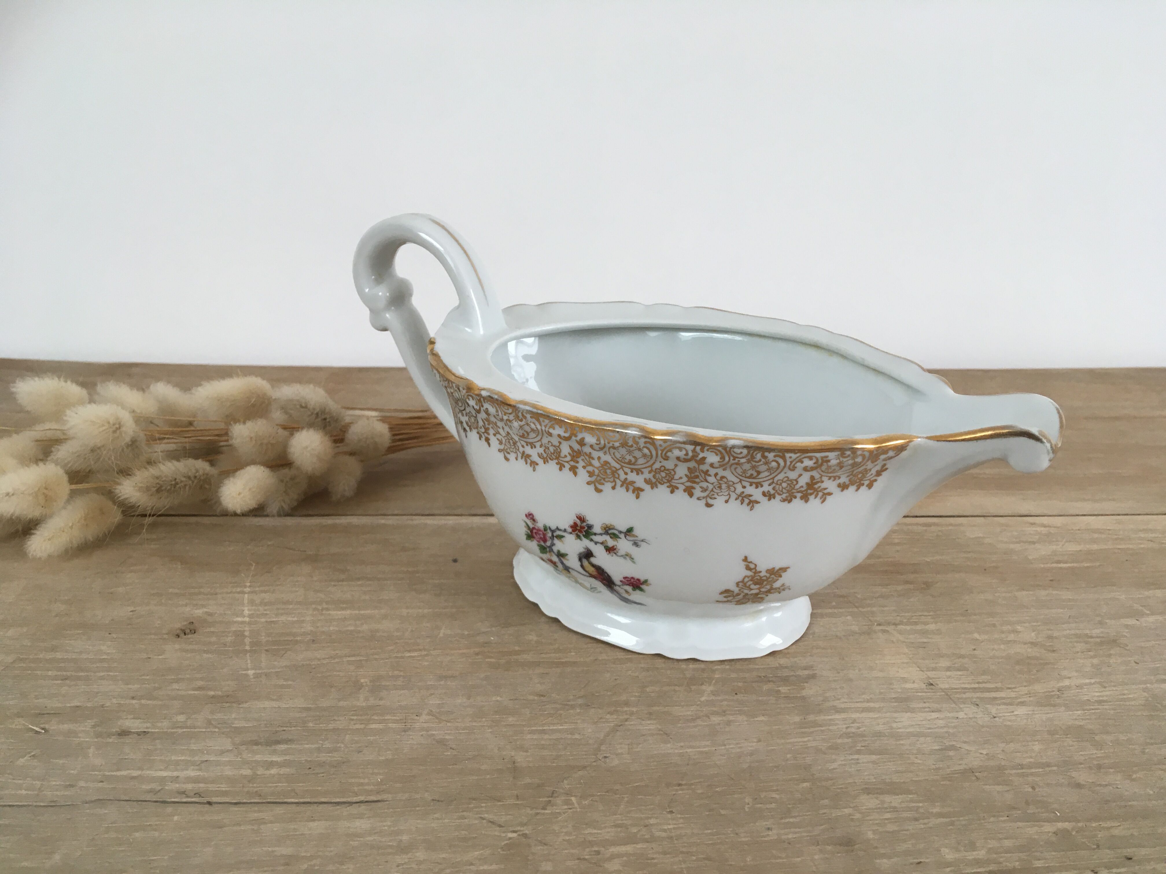 Saucière porcelaine oiseau de paradis