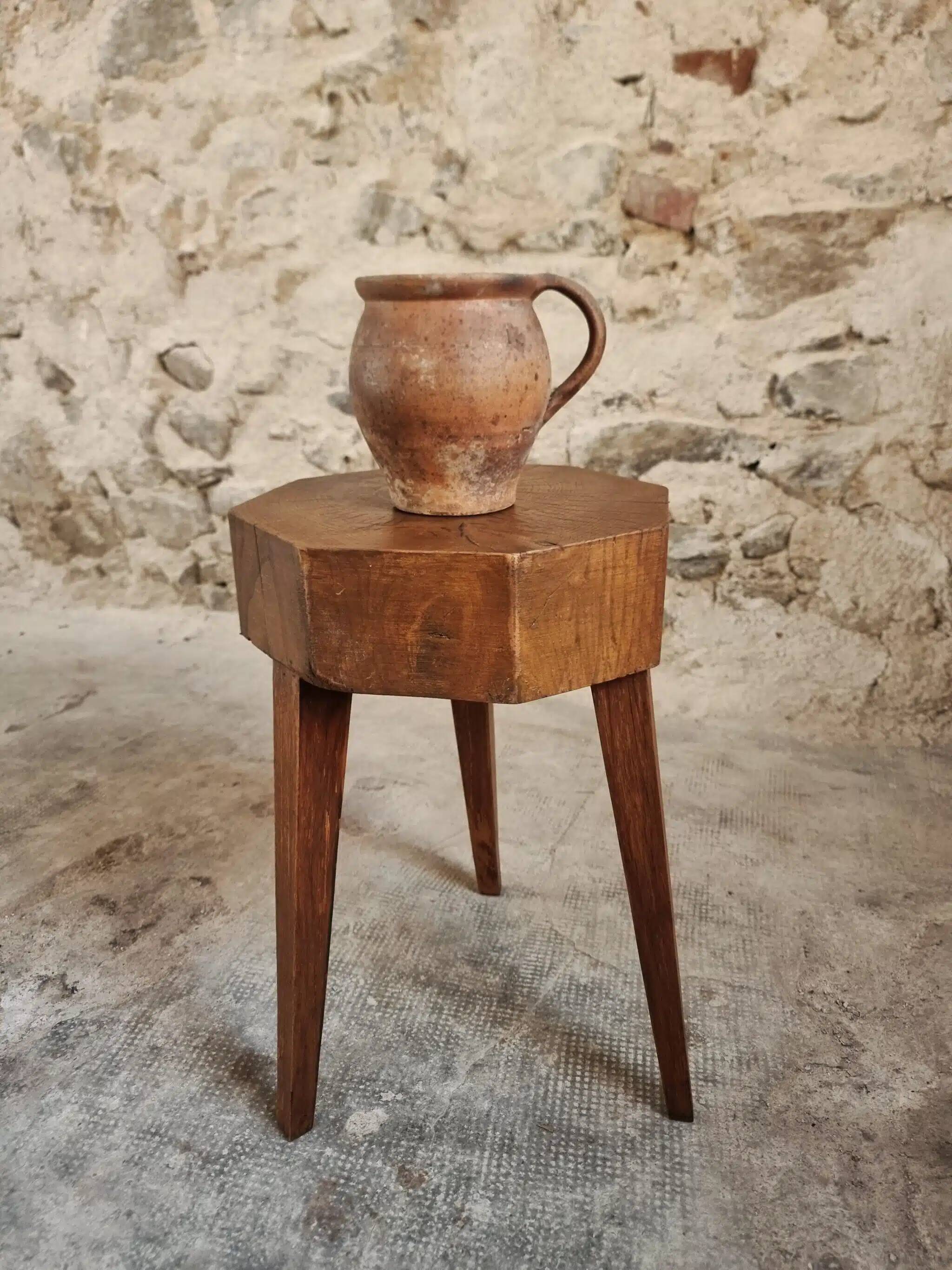 Vintage Oak Stool – Solid Oak Seat – Rustic 1960s Crafts – 31×31×50 cm
