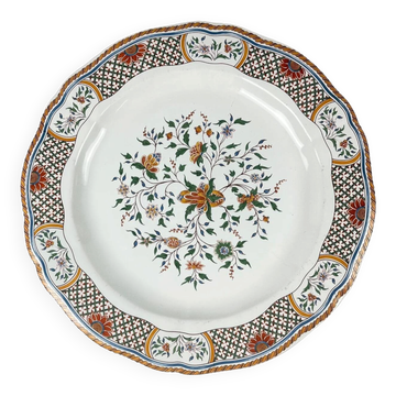 Cake dish / round Gien model Rouen Sainfoin, 1990
