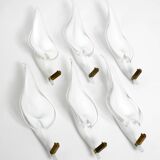 50s brass chandelier with white and transparent Murano glasses Franco Luce