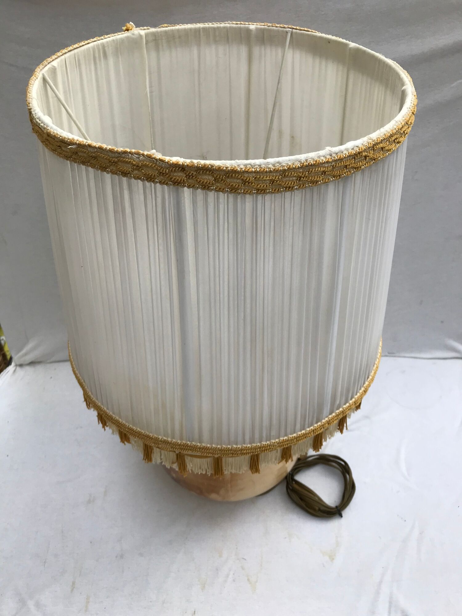 Former lamp Louis Thiam Nancy ceramics beige - abat-day vintage white fabric
