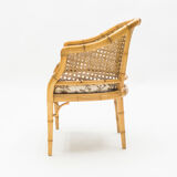 Pair of bamboo chairs caning around 1960