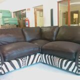 Genuine zebra leather corner sofa