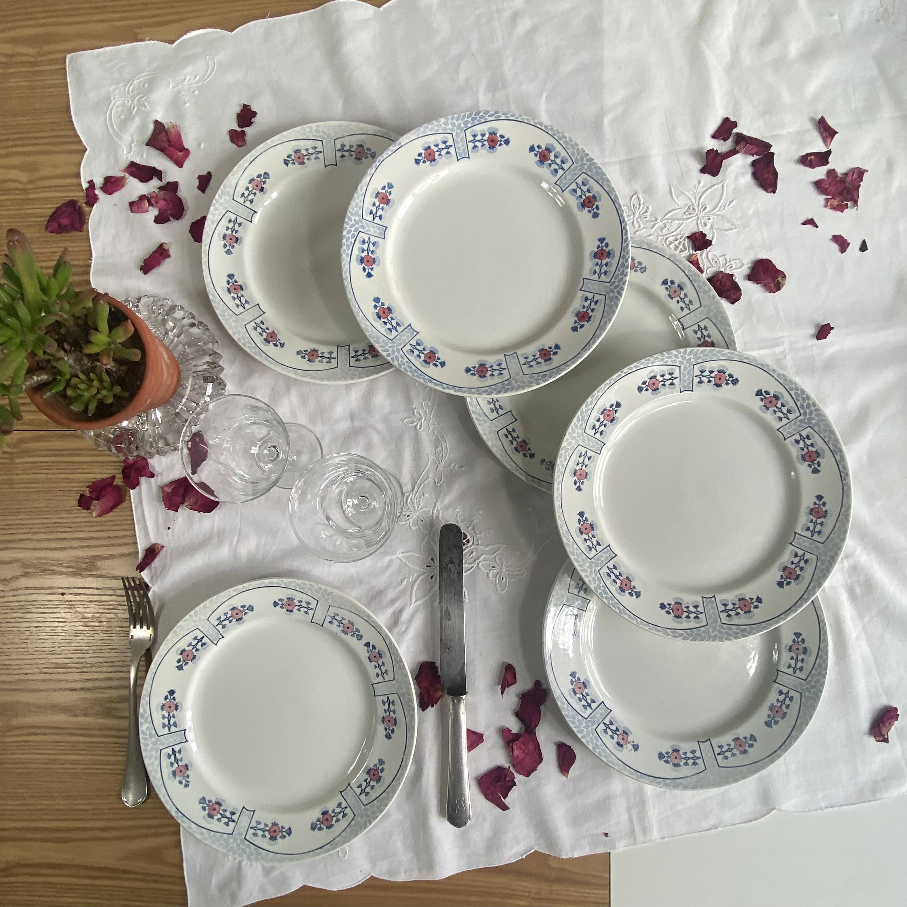 6 flat plates Creil and Montereau Toledo antique earthenware