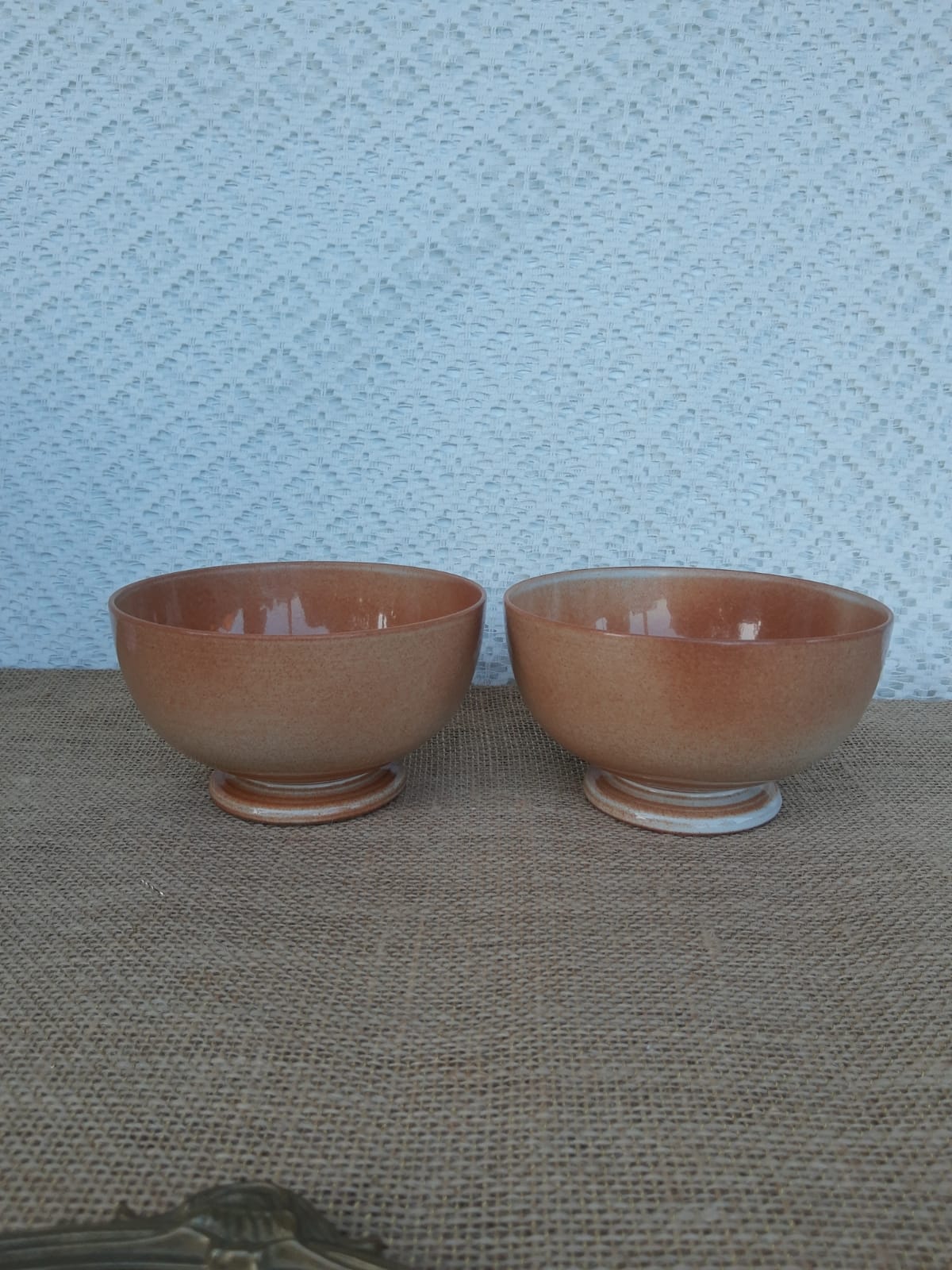 Two piedouche bowls in montgolfier glazed sandstone France